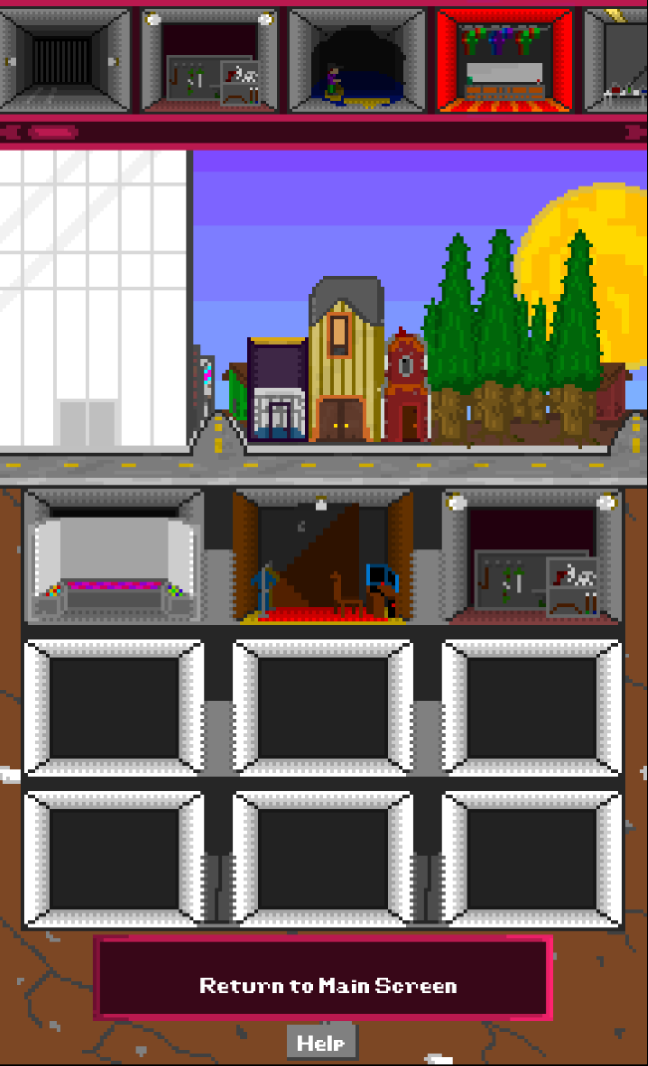 Homescreen where users can navigate to the rest of the app