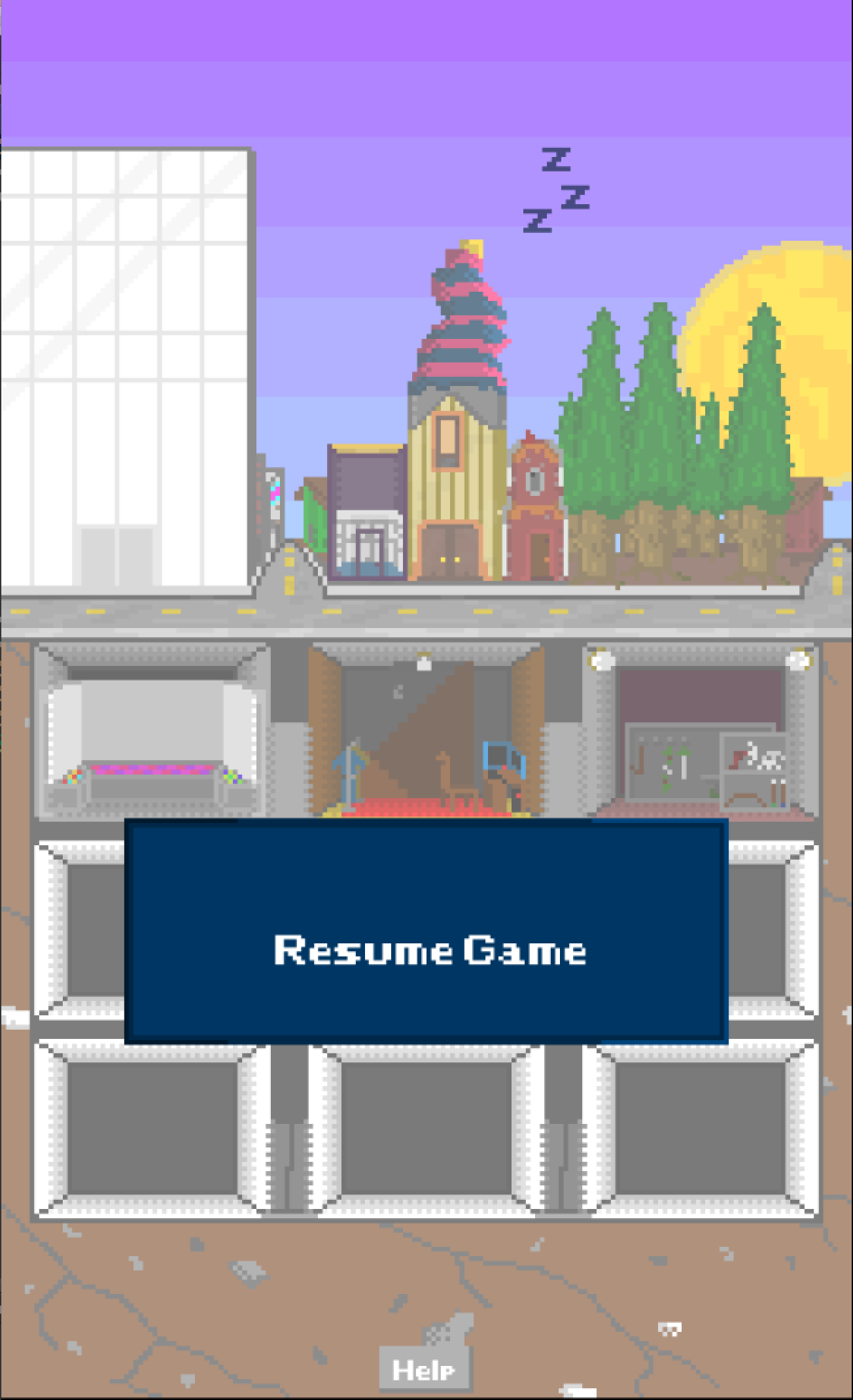 Homescreen where users can navigate to the rest of the app