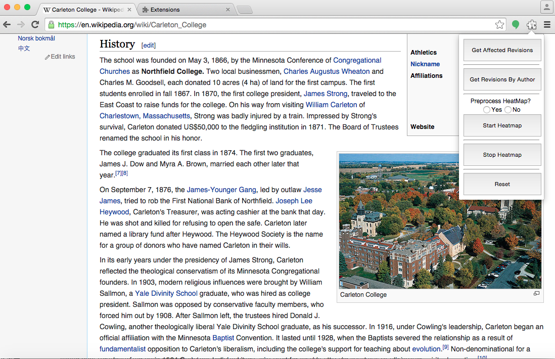Heatmap on Carleton Wiki Page